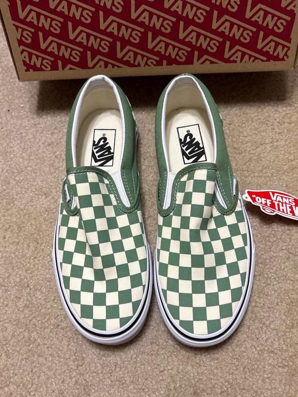 Vans Kids Checkerboard Slip-On Sneakers - Green/White